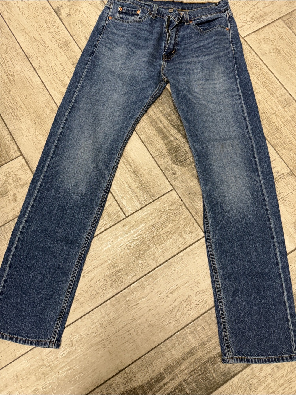 Levi's Straight-Leg Men's Jeans in Distressed Blue Denim - Picture 1 of 4